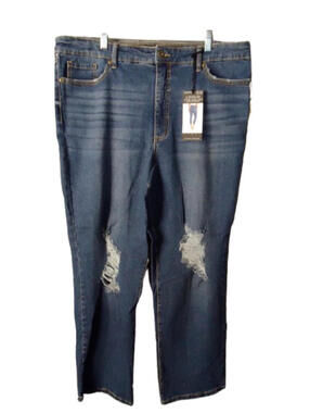 Sofia Vergara Jeans Leslie Distressed Super High Rise Slim Straight Womens 18